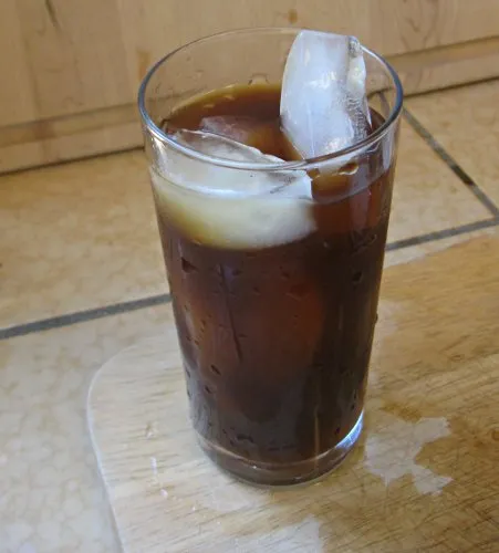 Homemade iced coffee in a glass